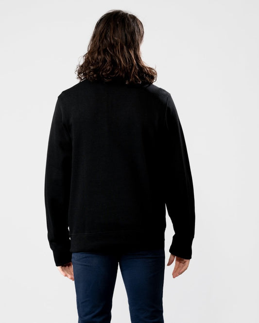 Mens Zippered Stand-Up Collar Cotton Sweatshirt - Black 031