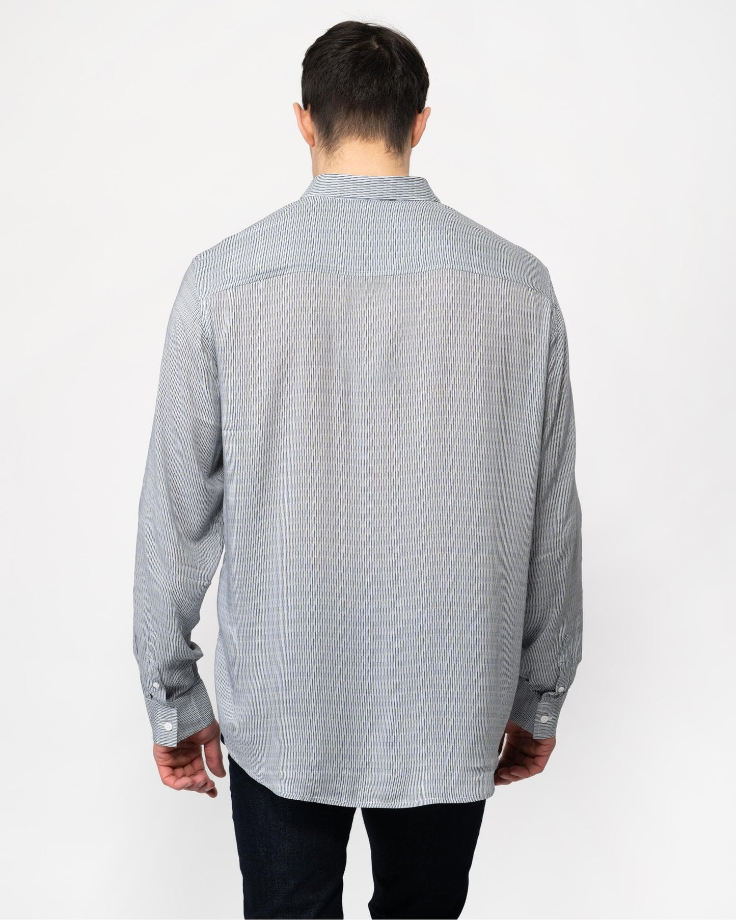 Mens Long Sleeve Pattern Print Shirt - W/Quarry Irregular Lines 71BA