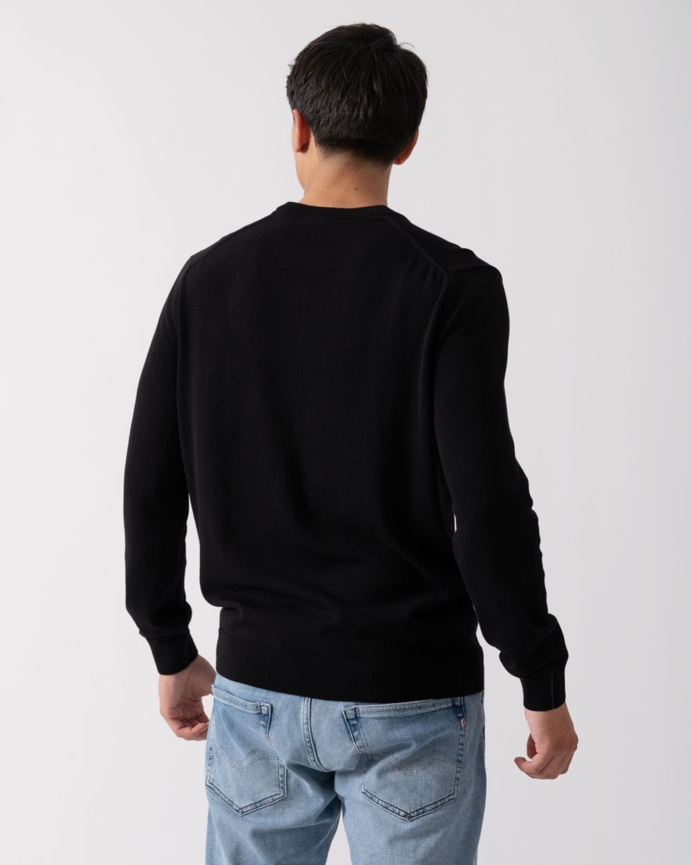 Mens Organic Cotton Crew Neck Sweater - Black 031