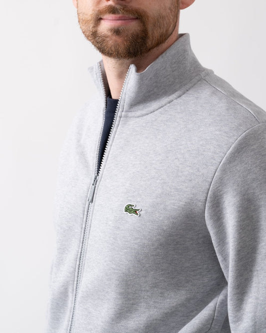 Regular Fit Brushed Fleece Mens Zippered Sweatshirt - Silver Chine CCA