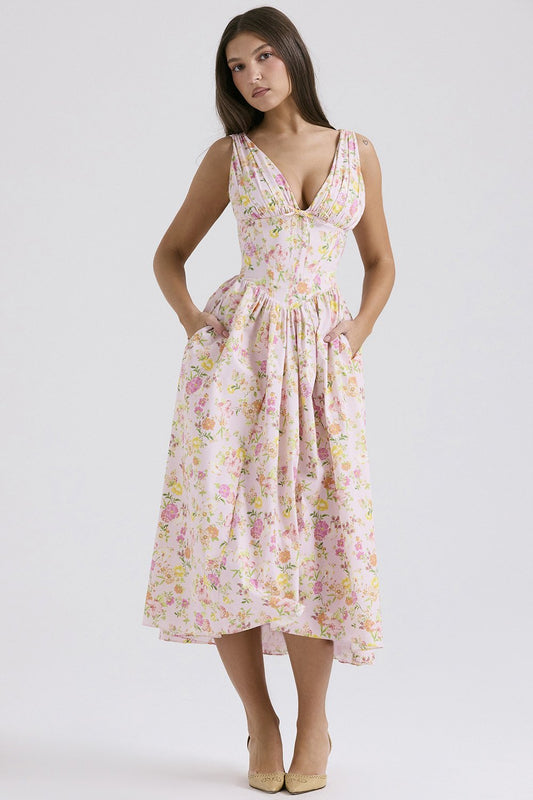 Stylish Floral Print V-Neck Swing Dress🌺Buy 2 Free Shipping