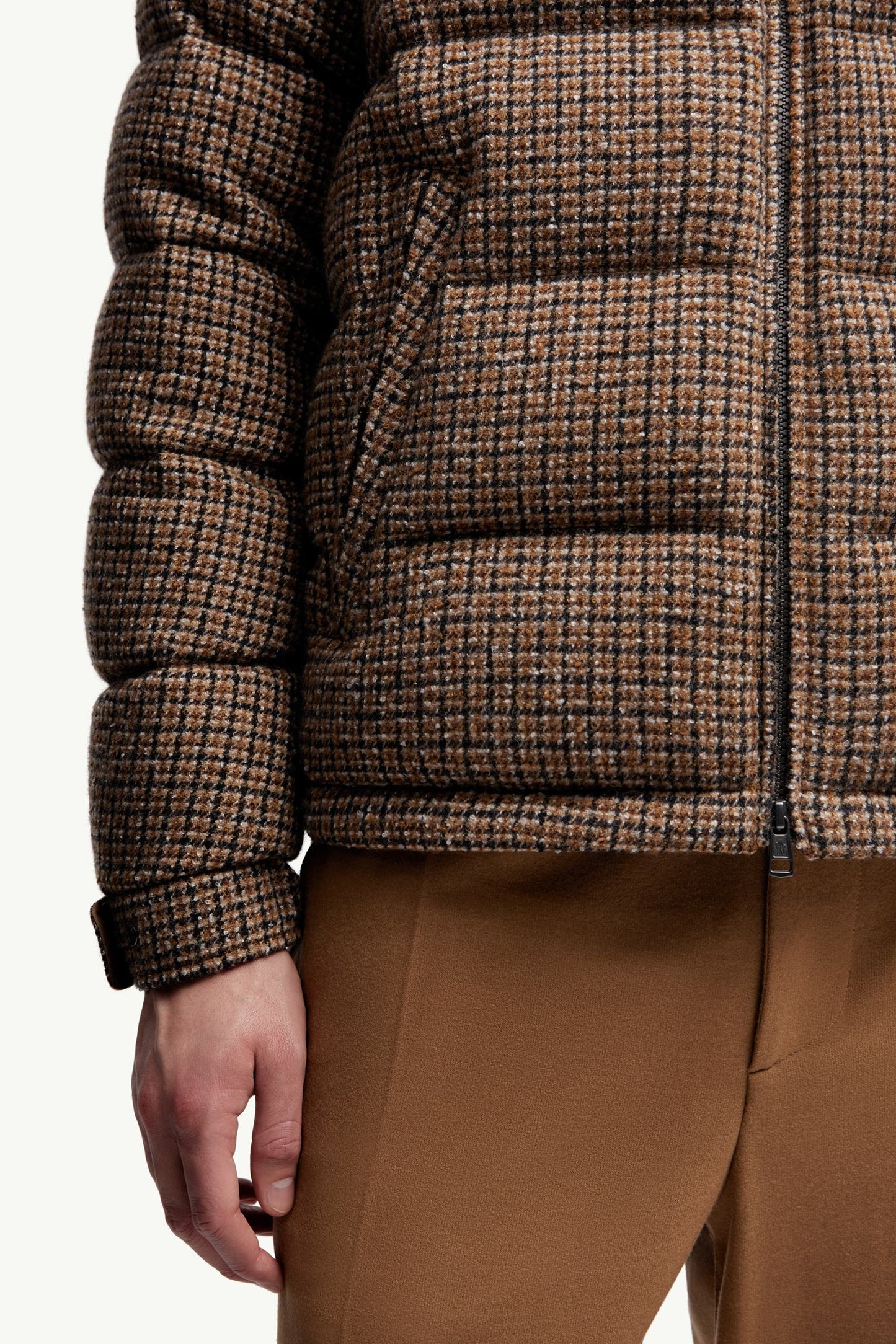 Montgenevre Wool Blend Boucle Hooded Short Down Jacket