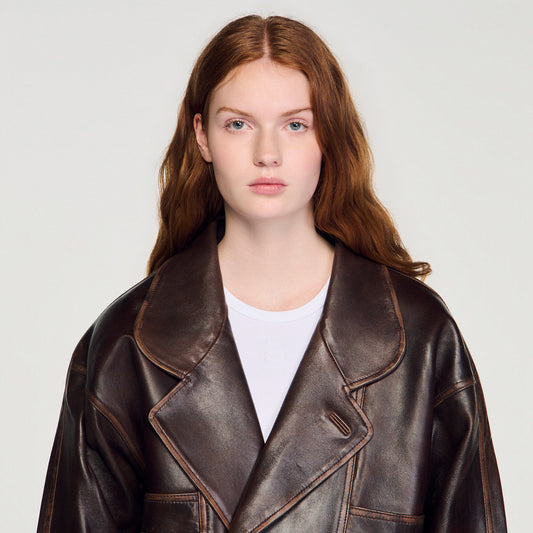 Oversized leather jacket