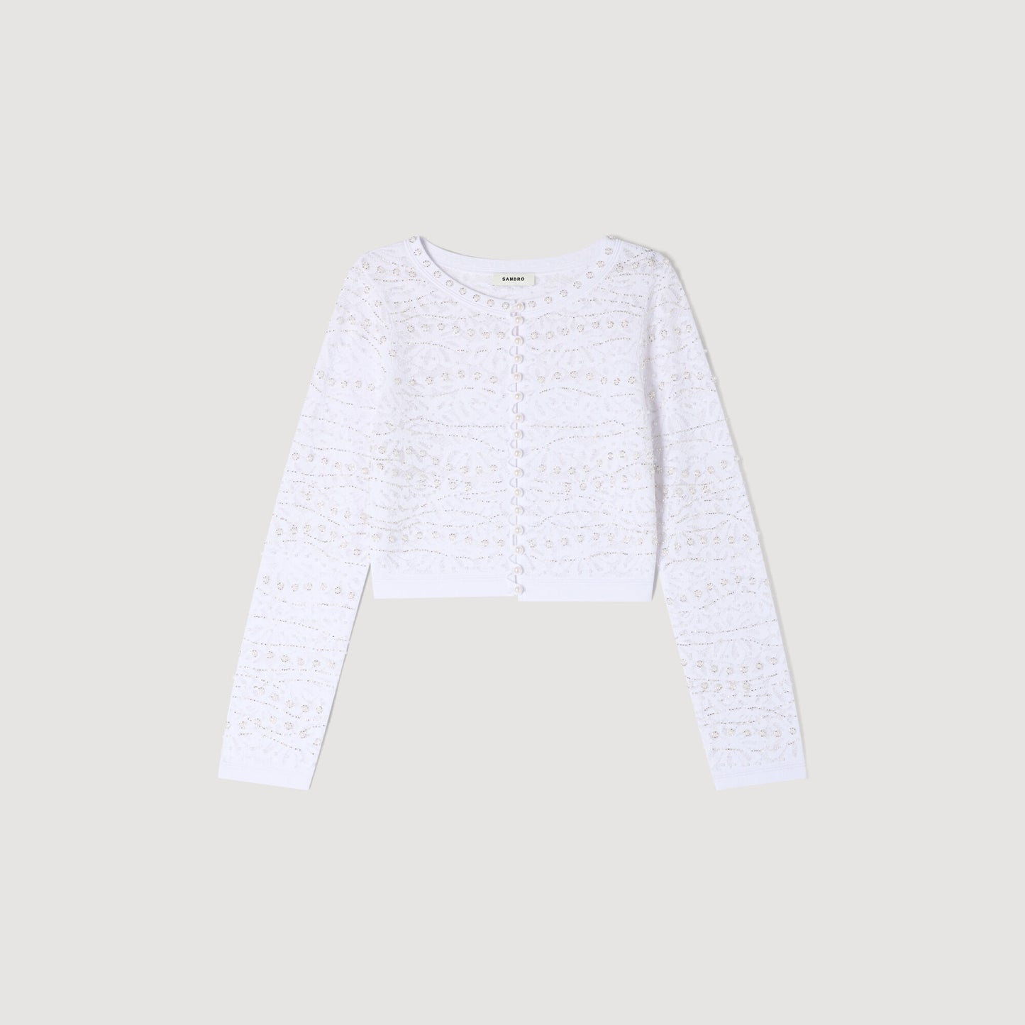 Cropped pearl cardigan
