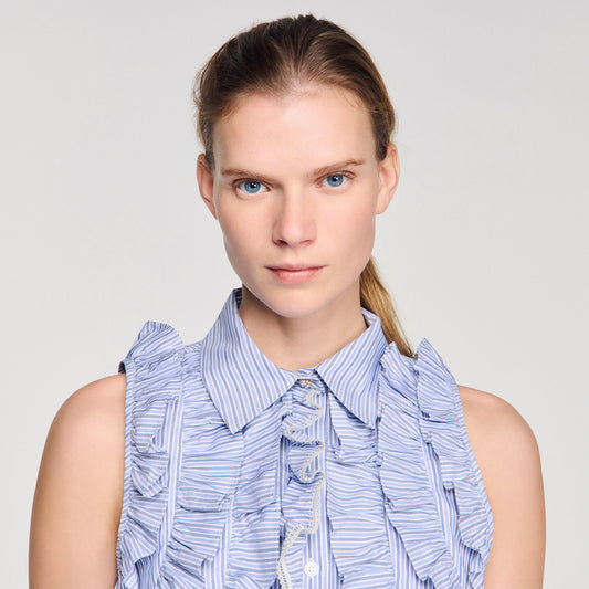 Striped ruffled shirt