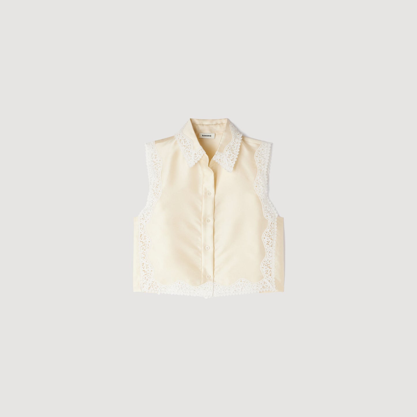 Cropped shirt with lace detail