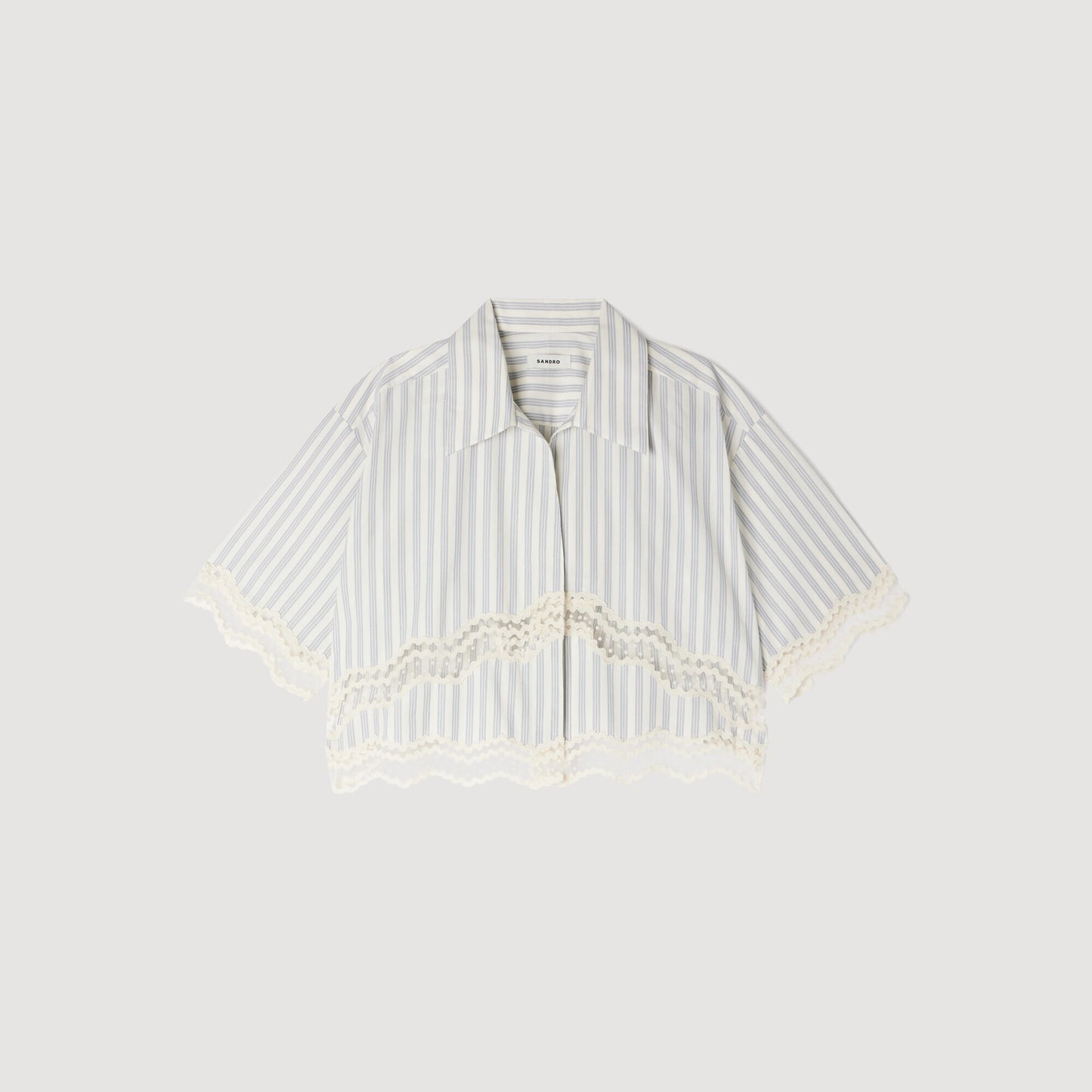 Cropped striped cotton shirt