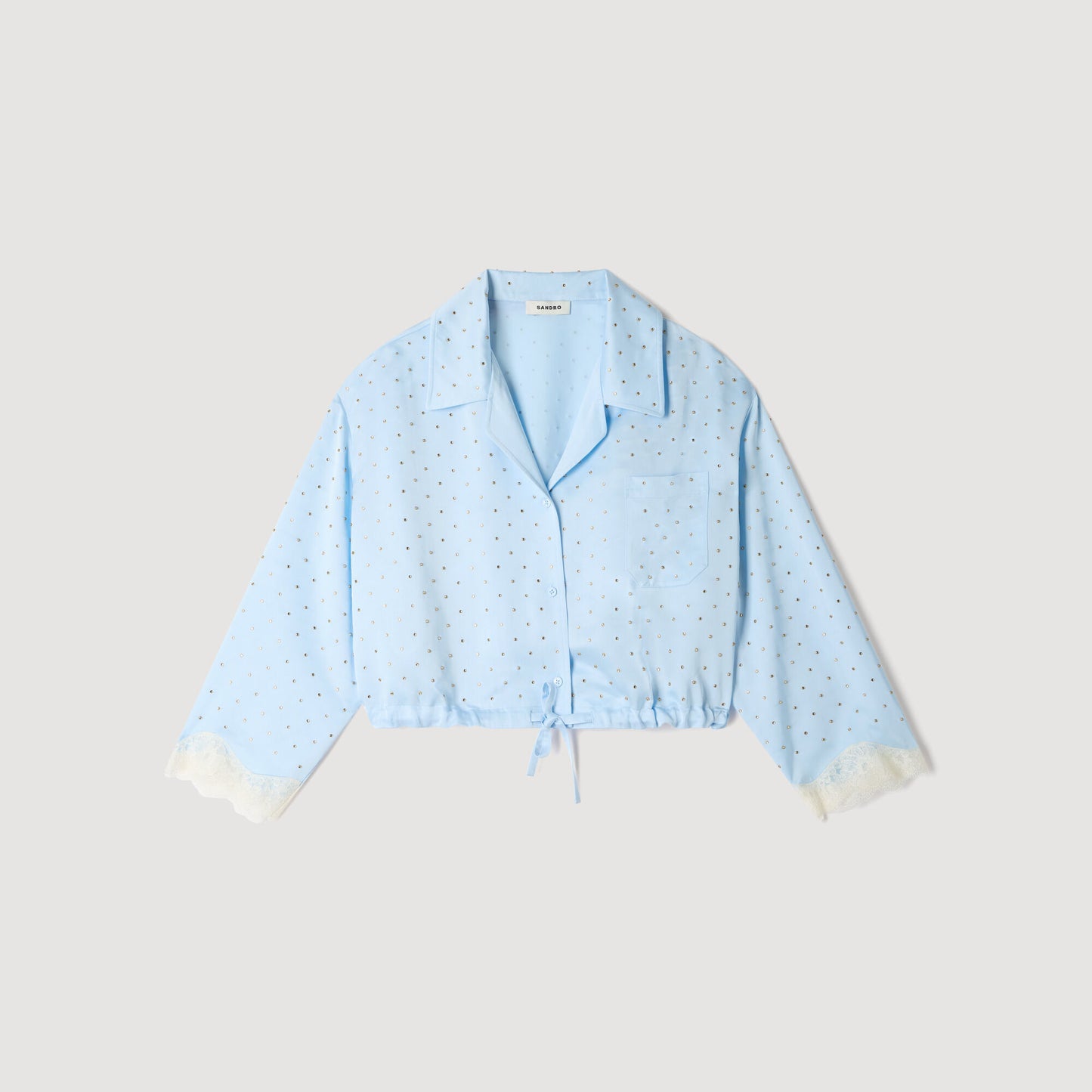 Shirt embellished with rhinestones