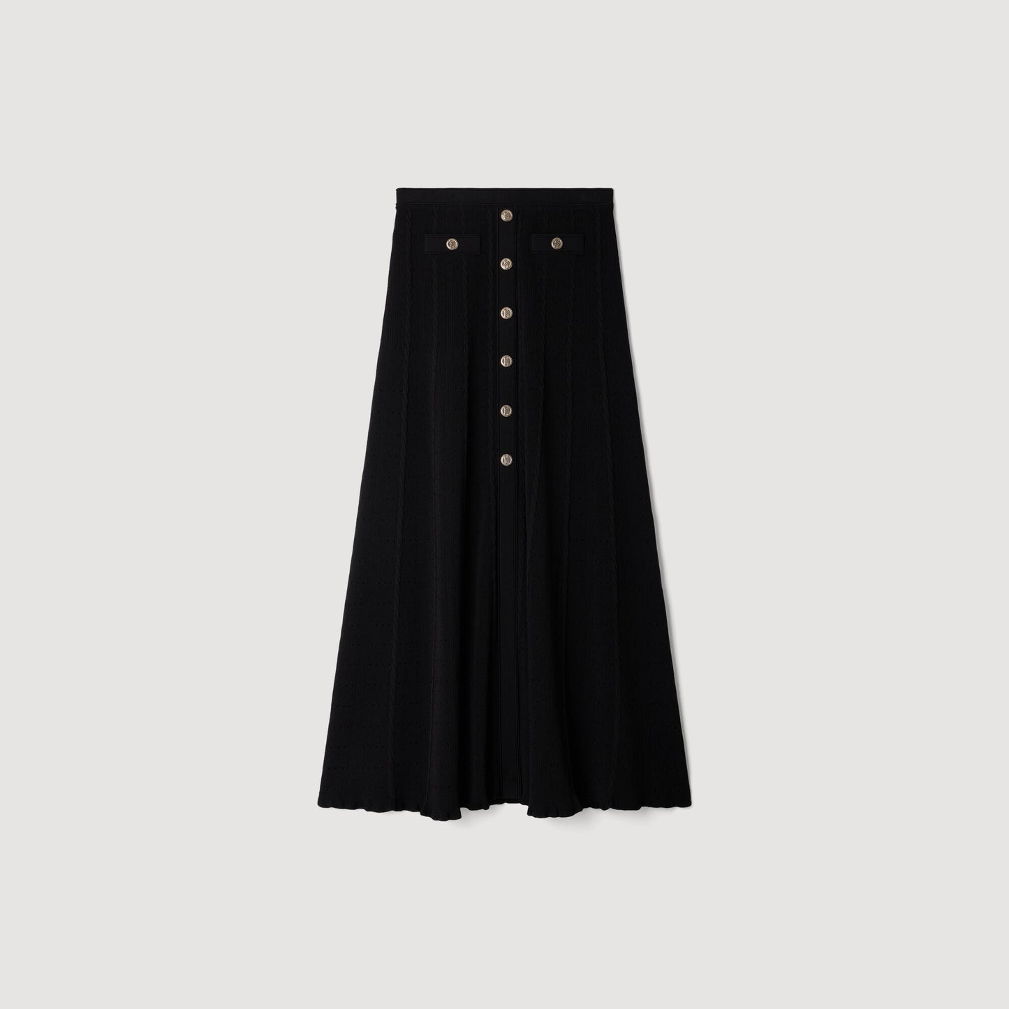 Pointelle knit maxi skirt