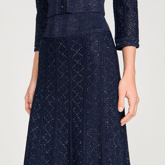 Rhinestone knit maxi skirt