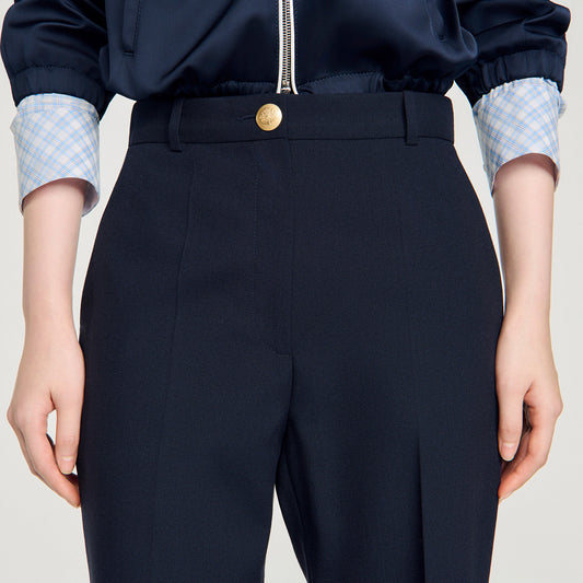 Wide-leg wool trousers