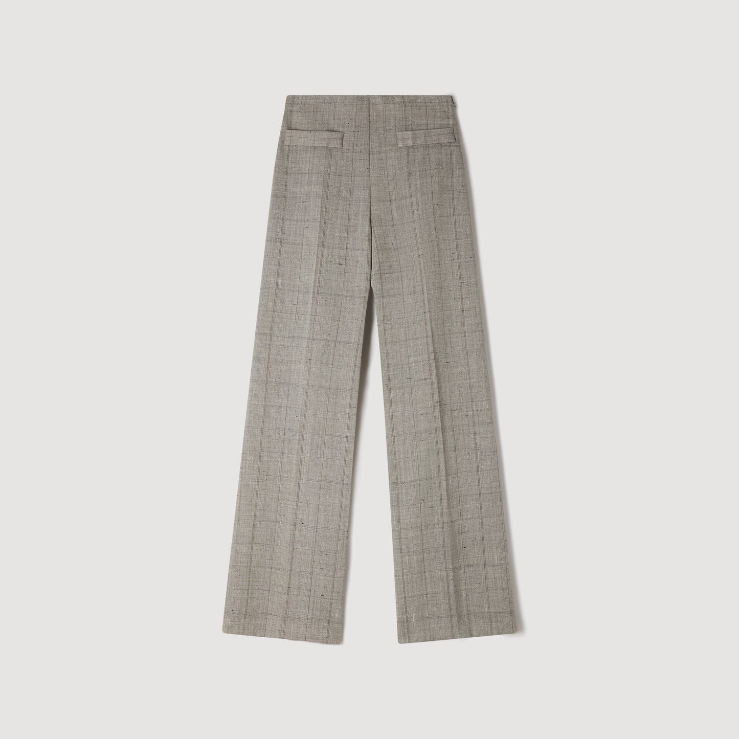 Wide-leg check wool trousers