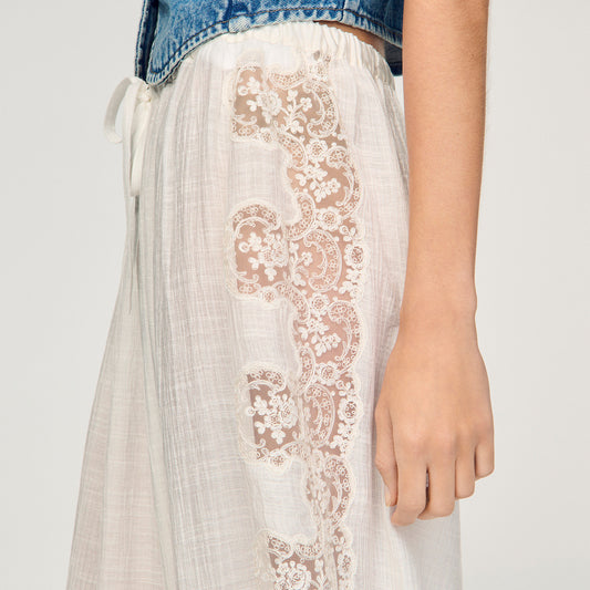Crinkled wide-leg trousers
