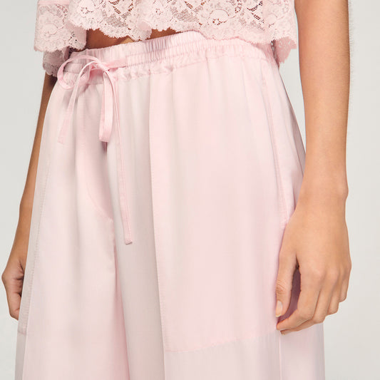 Satin-effect wide-leg trousers