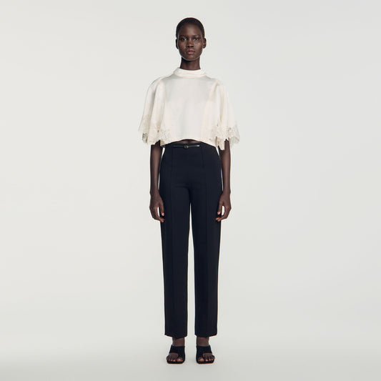 Stretch straight-leg trousers