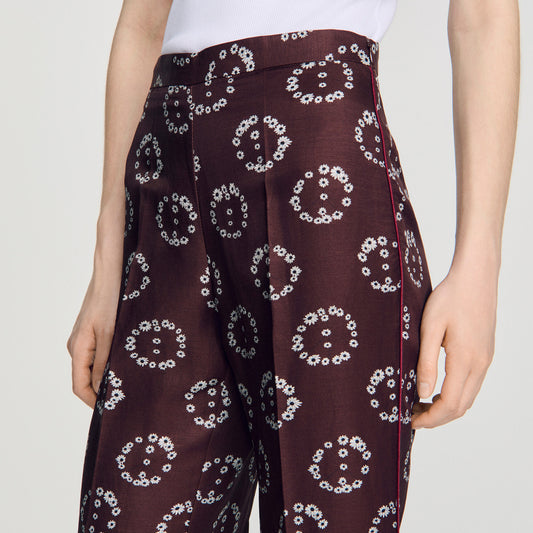 Floral-print floaty trousers