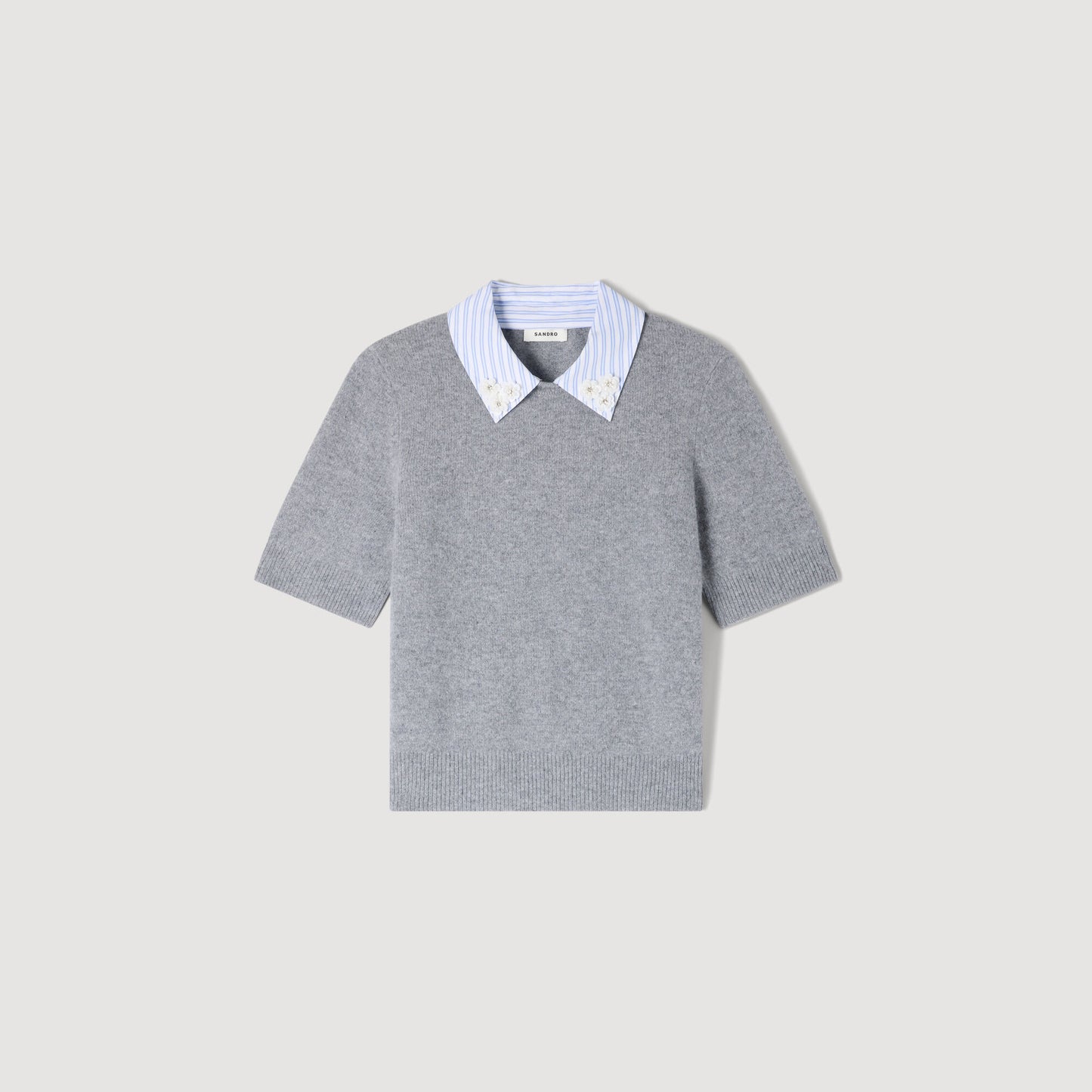 Detachable collar wool jumper