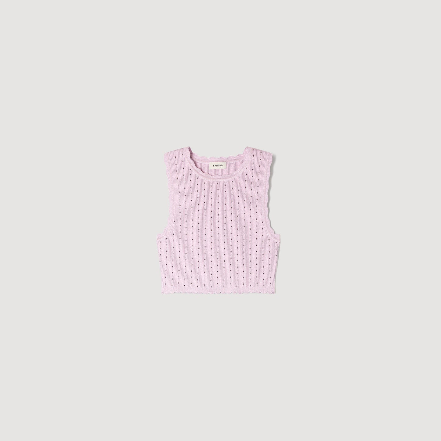 Cropped rhinestone knit jumper