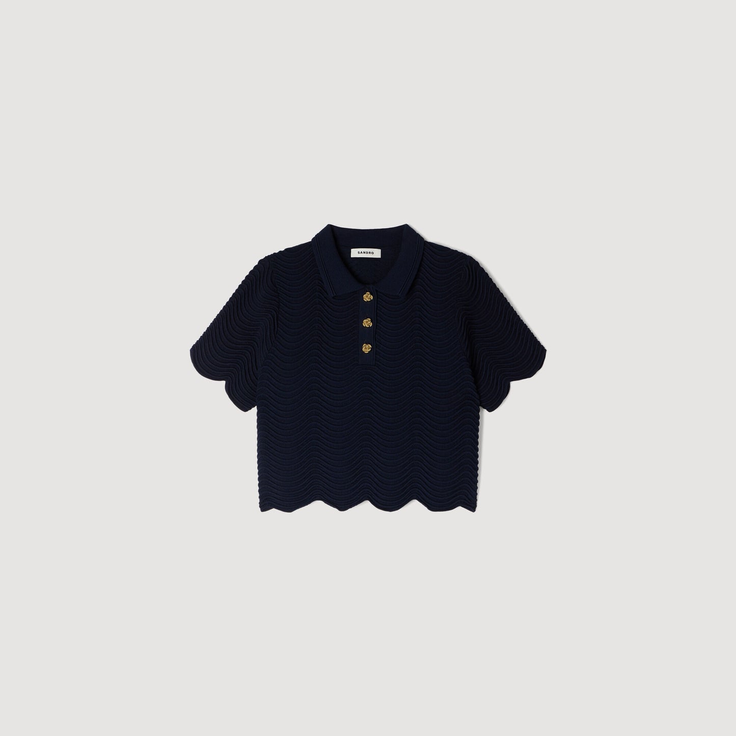 Decorative knit polo-neck jumper