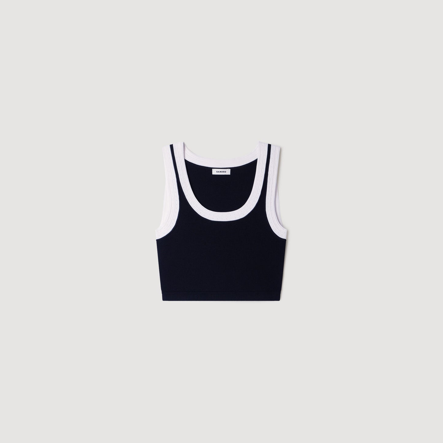Two-tone cropped knit top