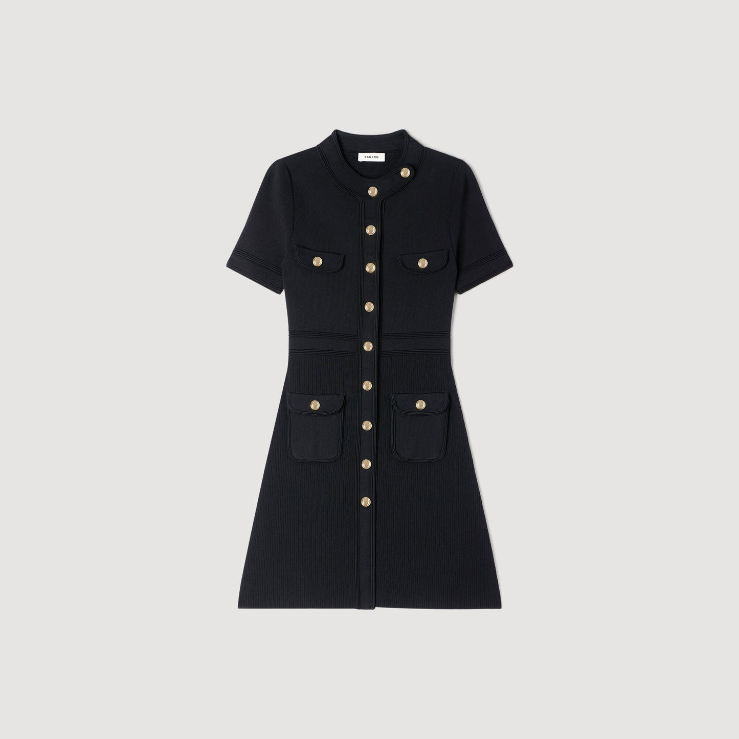 Button-up knit short dress