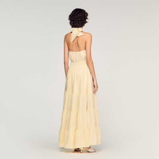 Floral print linen maxi dress