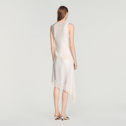 Asymmetric satin-effect dress