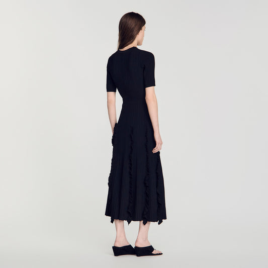 Knit maxi dress with ruffles