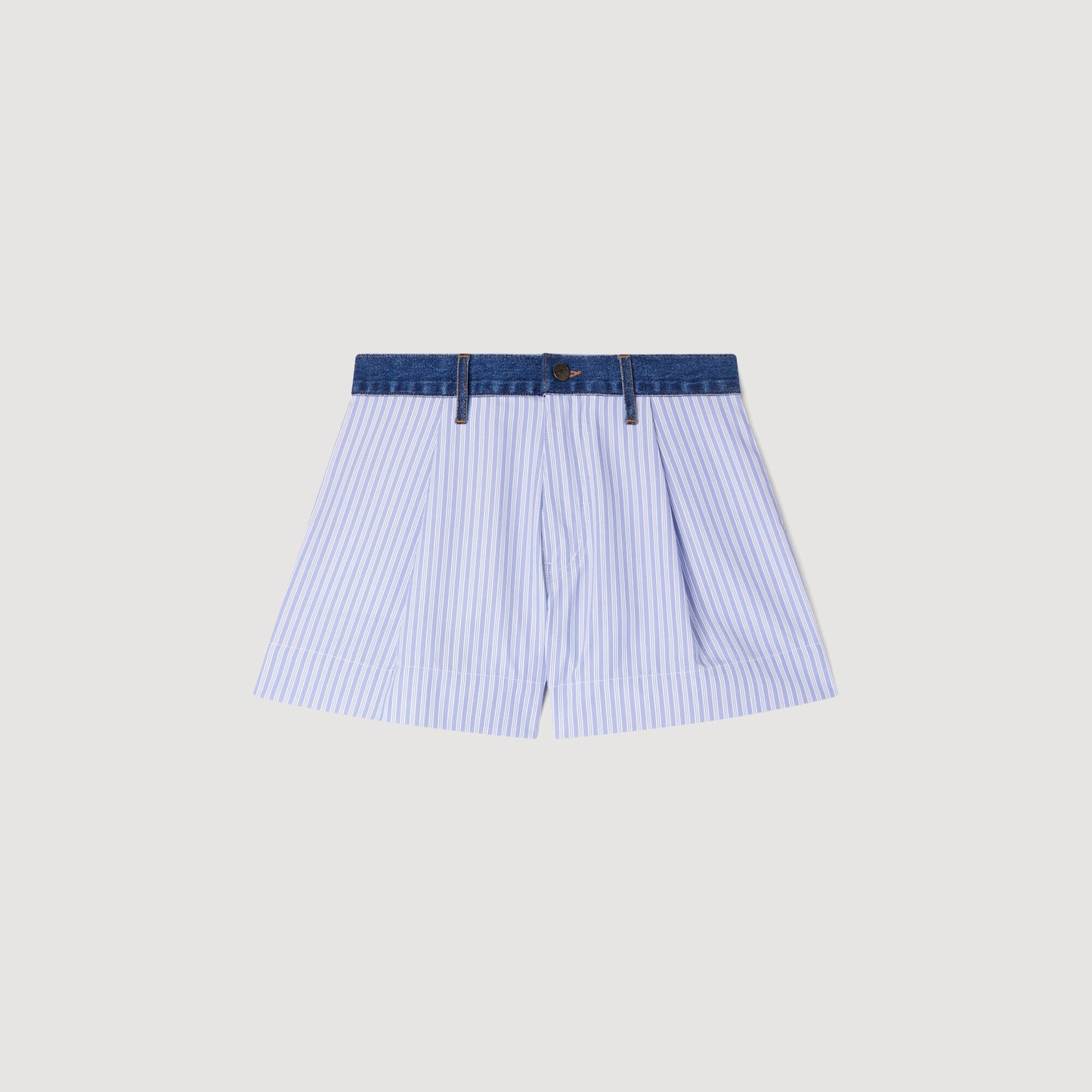 Striped shorts with denim details