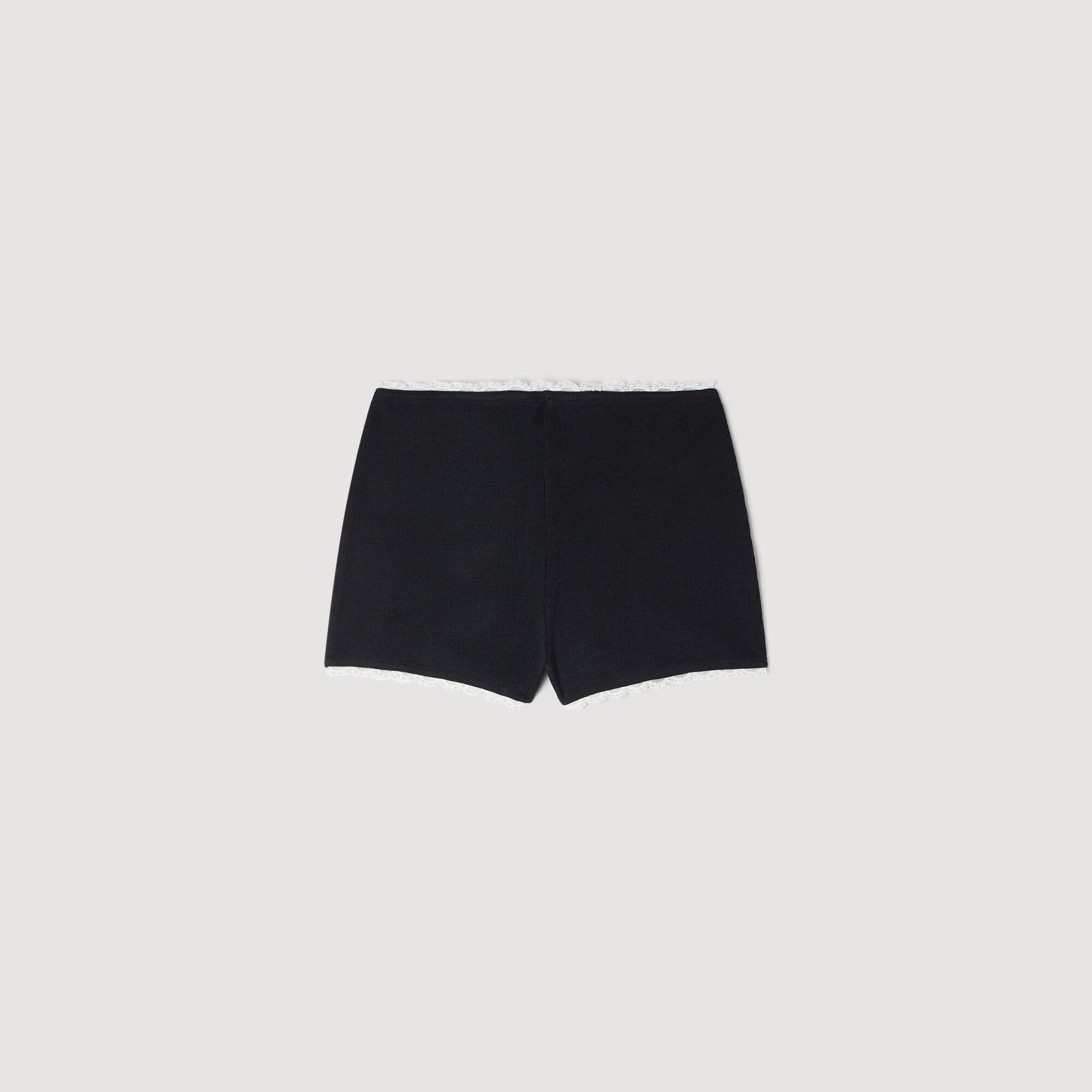 Beaded embroidered ribbed shorts