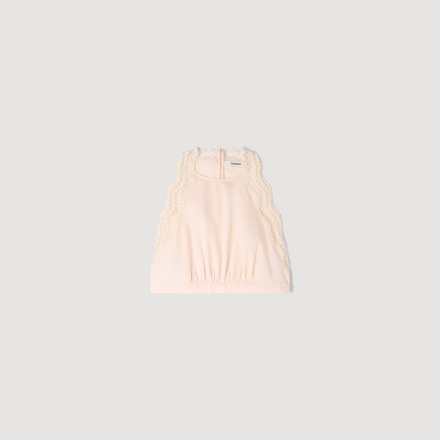 Cotton crop top with lace trim