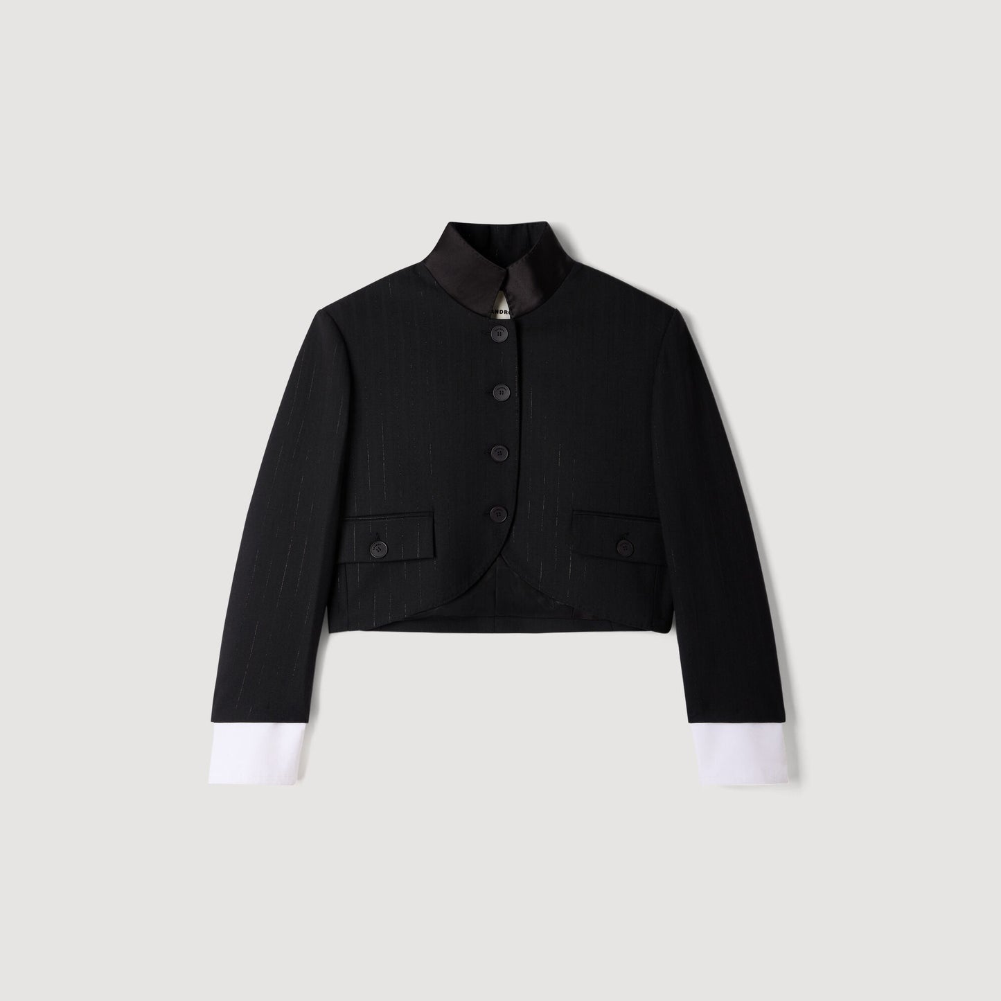 Short jacket with standing collar