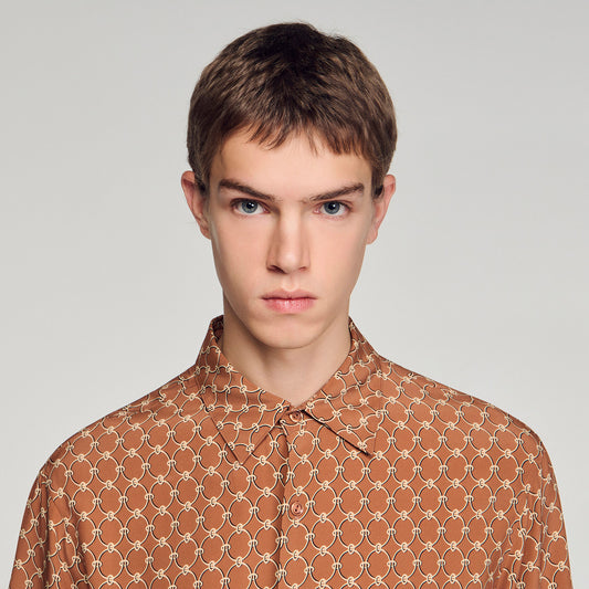 Link print loose-fit shirt