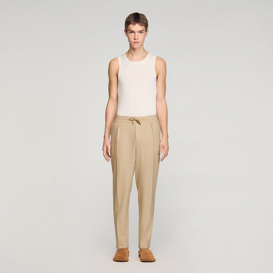 Elasticated straight trousers