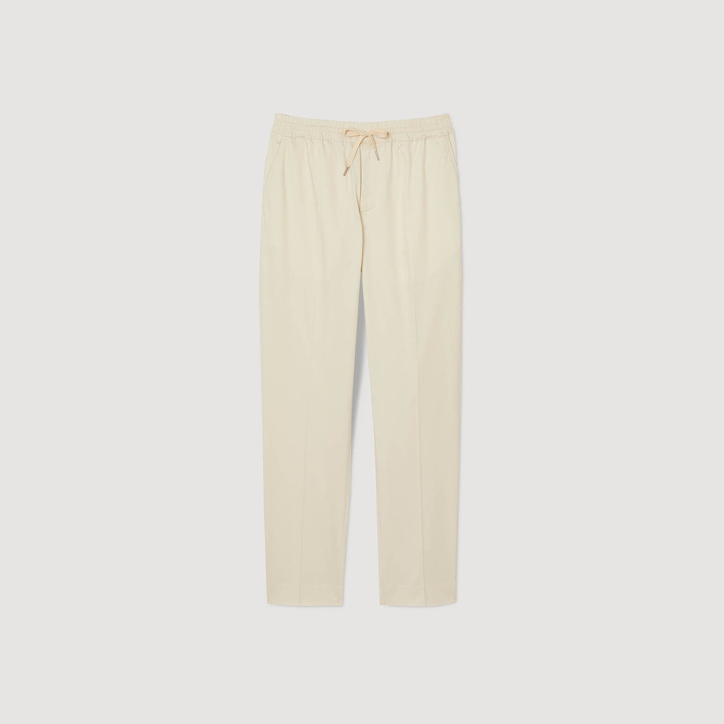 Elasticated straight-leg trousers