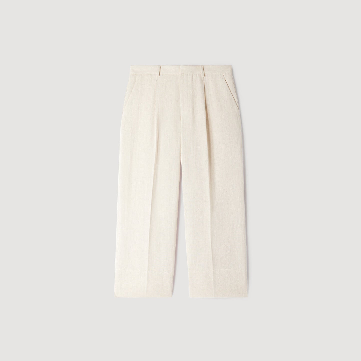 Wide-leg cotton linen trousers