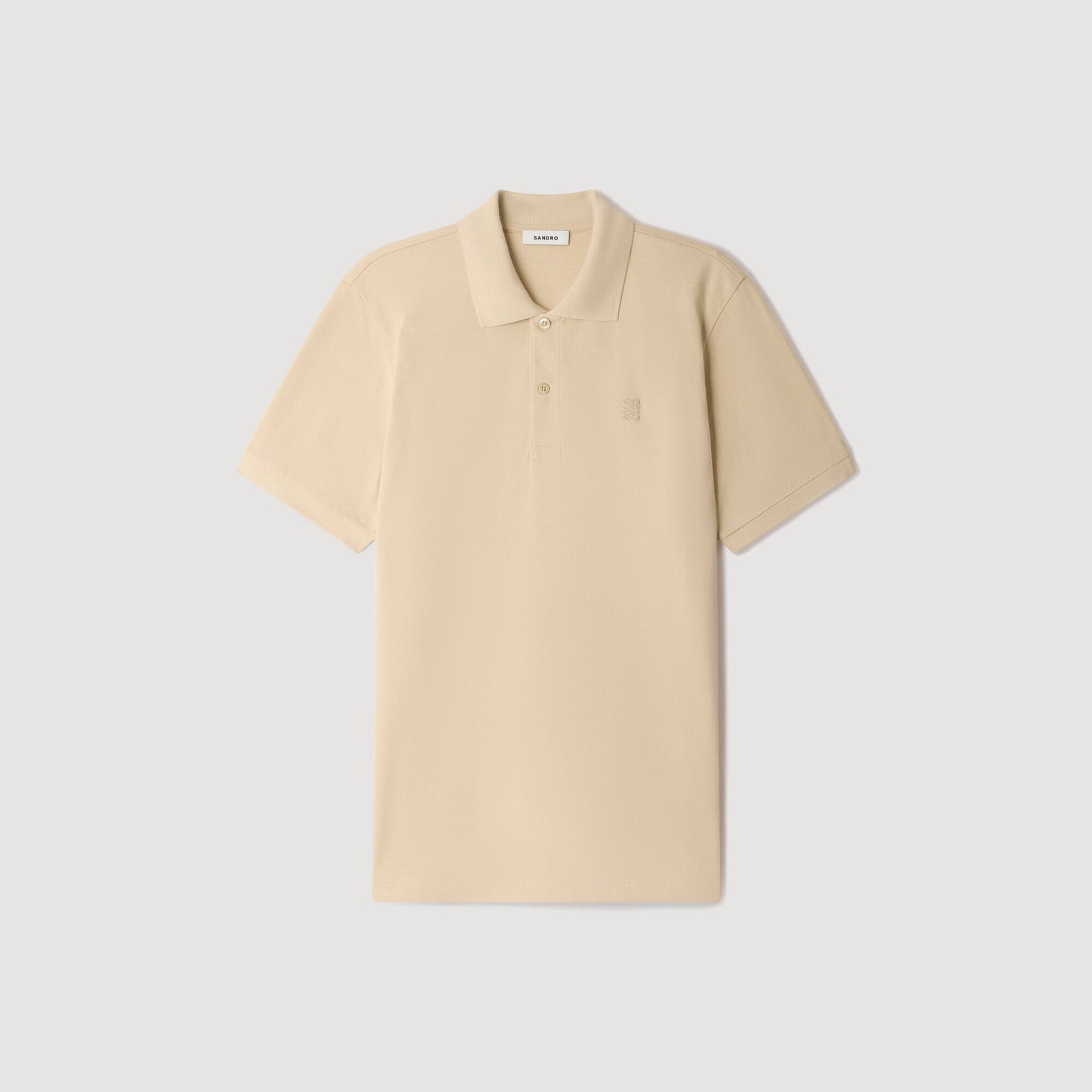 Cotton polo shirt with leather logo