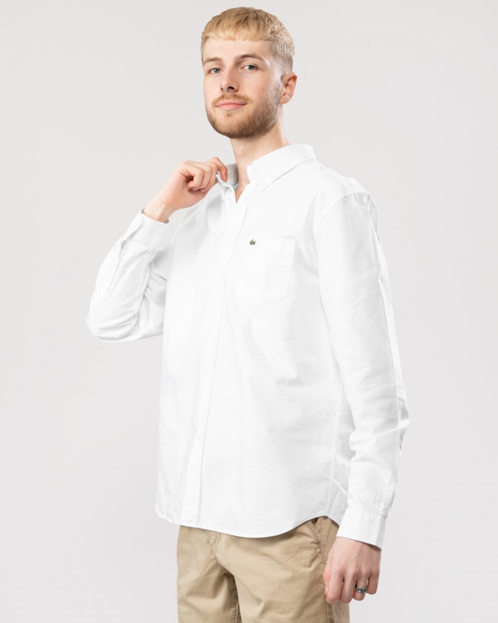 Mens Casual Long Sleeve Woven Shirt - White 001