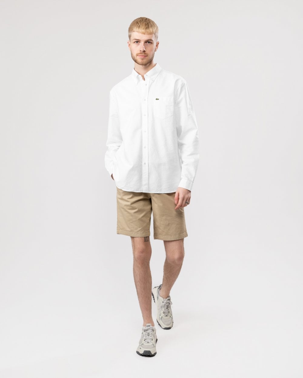 Mens Casual Long Sleeve Woven Shirt - White 001