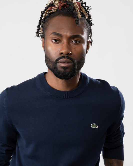 Mens Organic Cotton Crew Neck Sweater - Navy Blue 166