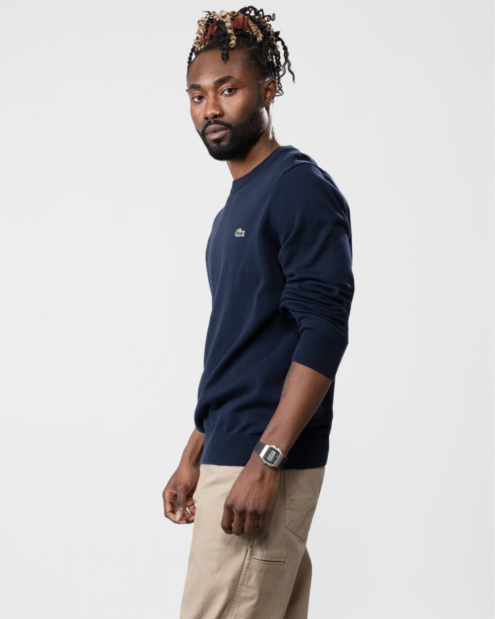 Mens Organic Cotton Crew Neck Sweater - Navy Blue 166