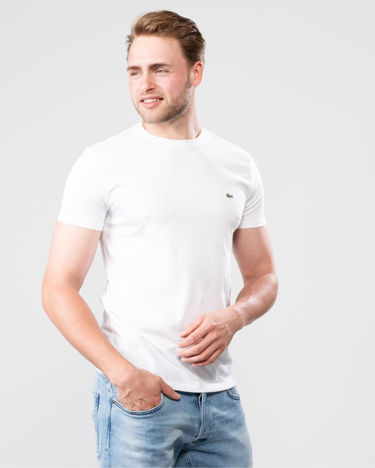 Mens Crew Neck Pima Cotton Jersey T-Shirt - White 001
