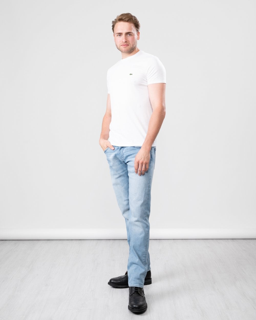 Mens Crew Neck Pima Cotton Jersey T-Shirt - White 001