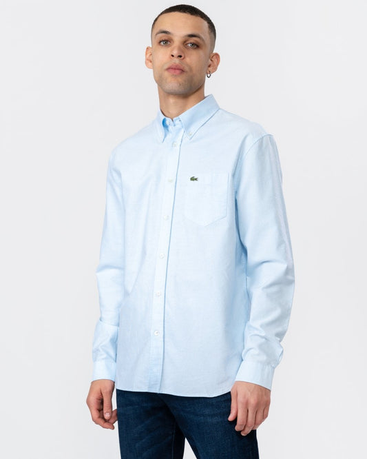 Mens Casual Long Sleeve Woven Shirt - Blue F6Z