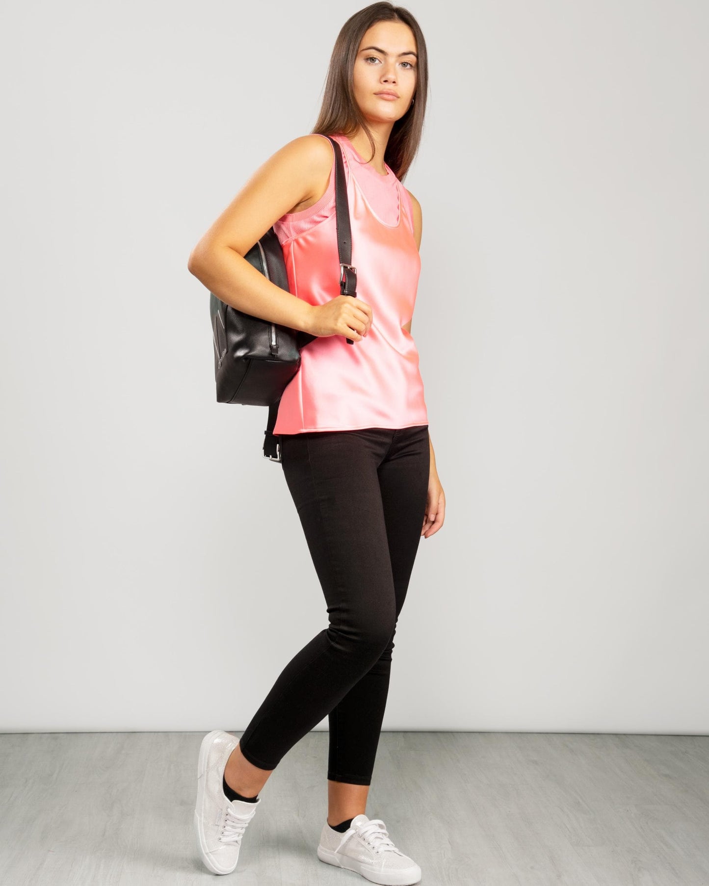 Womens Layered Satin Blouse - Rose Quartz