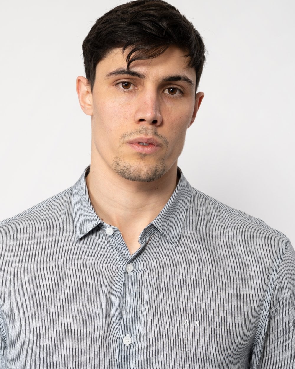 Mens Long Sleeve Pattern Print Shirt - W/Quarry Irregular Lines 71BA