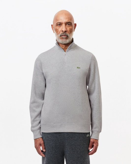 Mens Zippered Stand-Up Collar Cotton Sweatshirt - Silver Chine CCA