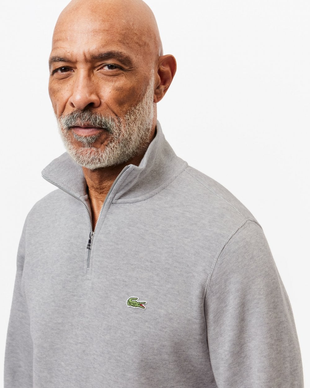 Mens Zippered Stand-Up Collar Cotton Sweatshirt - Silver Chine CCA