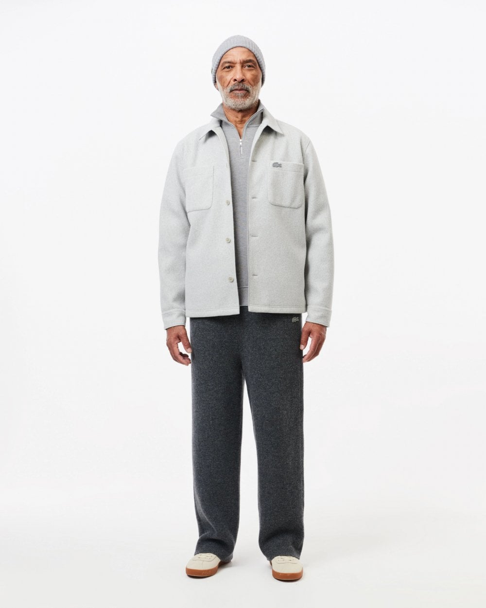 Mens Zippered Stand-Up Collar Cotton Sweatshirt - Silver Chine CCA