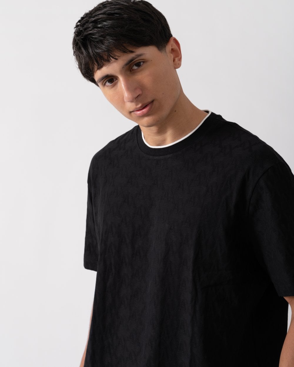 Mens Logo Pattern Crew Neck T-Shirt